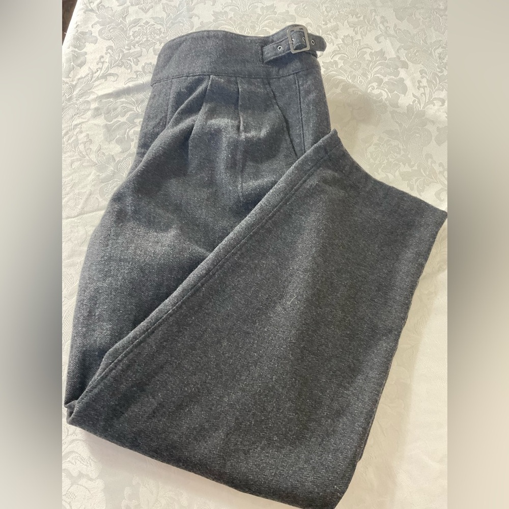 Banana Republic Poly Blend Pleaded Self Belted Dark Grey Pants Women's Size 3X